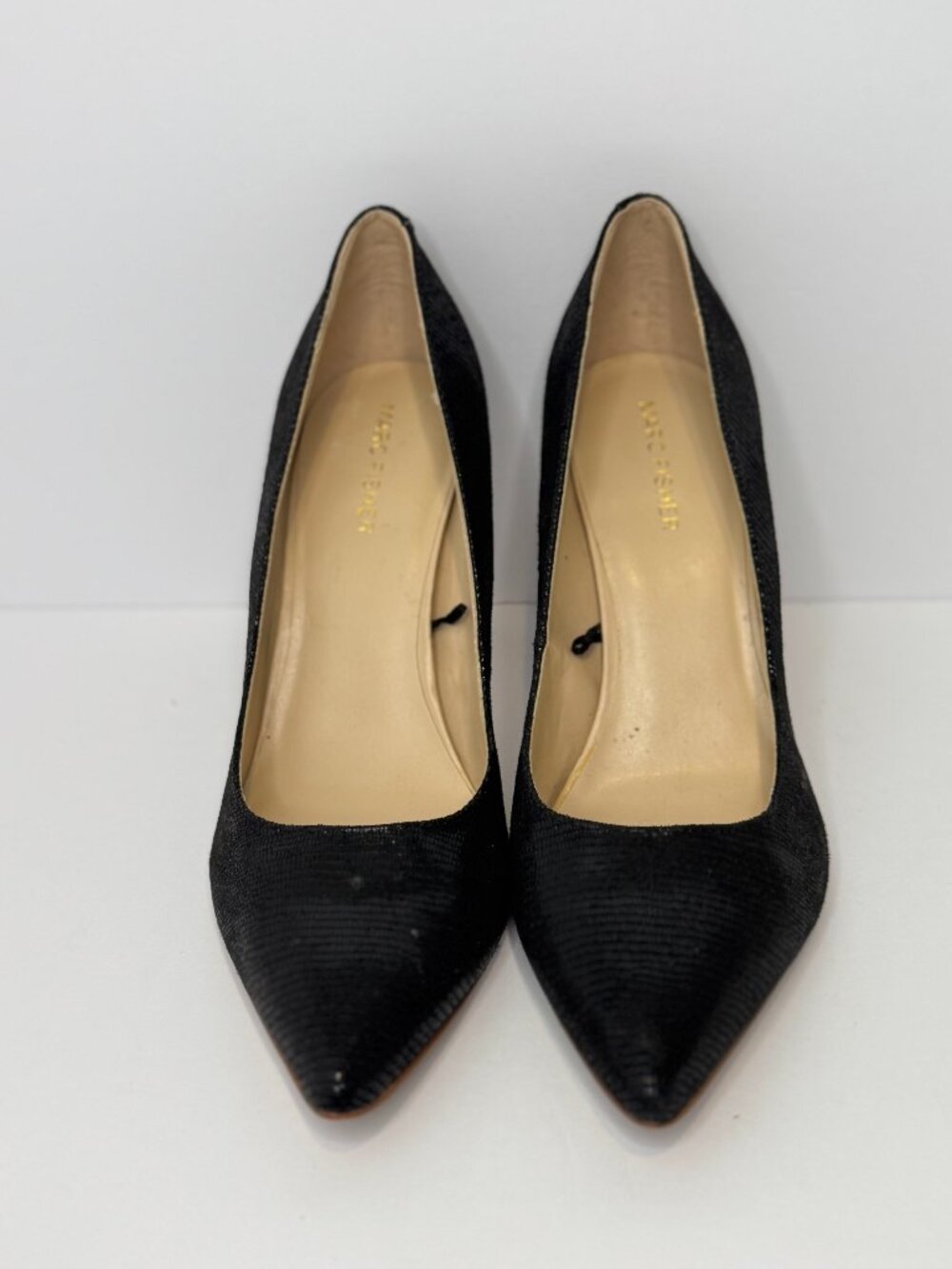 Marc Fisher Darren Black Faux Snakeskin Pointed Toe Pumps Heels Womens Size 9